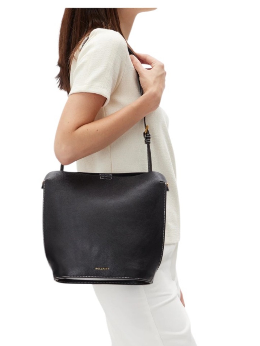Nwt Bolvaint Paris The Delphine Leather Shoulder Bag In Black